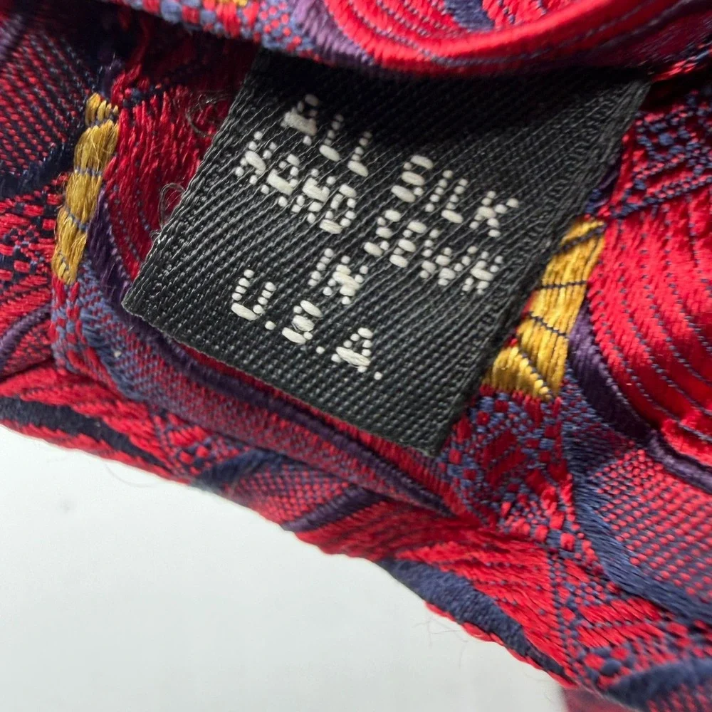 Jos. A. Bank Signature Collection Silk Tie Red Geometric Diamond USA 61.5